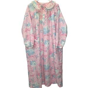 Vintage Carole Cotton Blend Nightgown Long Sleeve Pink Floral Size XXXL 3XL